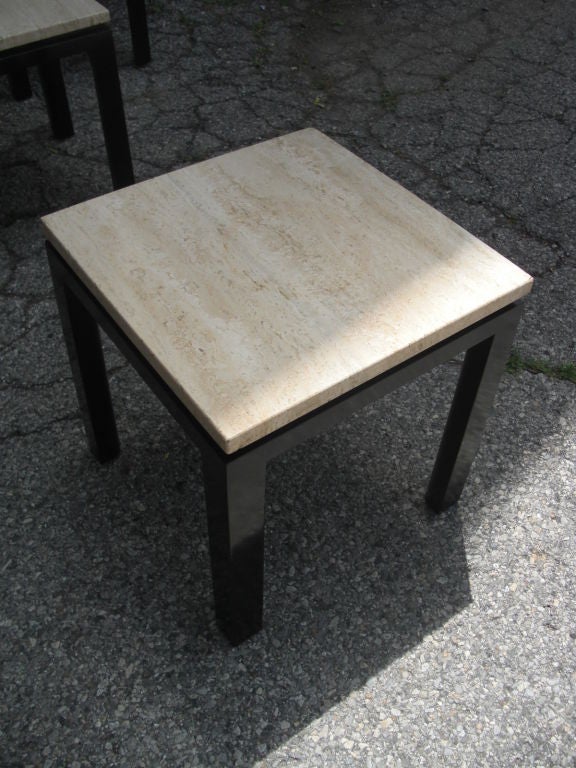 Mid-20th Century Set Of 3 Harvey Probber Travertine Top Side Tables For Sale