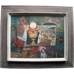 1950's multi-media painting signed Barkley