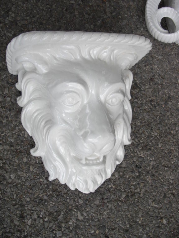 Set of 4 Italian Ceramic  Animal Head Brackets 3