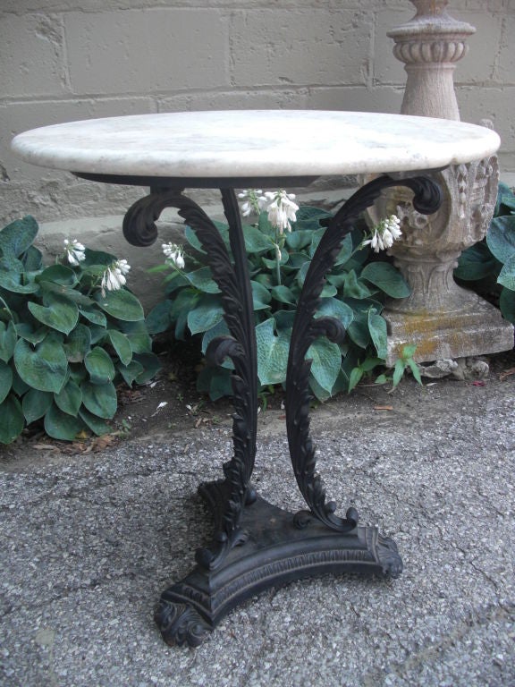 American 19th century cast iron marble top table / stand