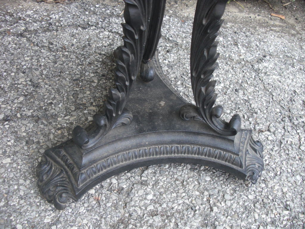 19th Century 19th century cast iron marble top table / stand