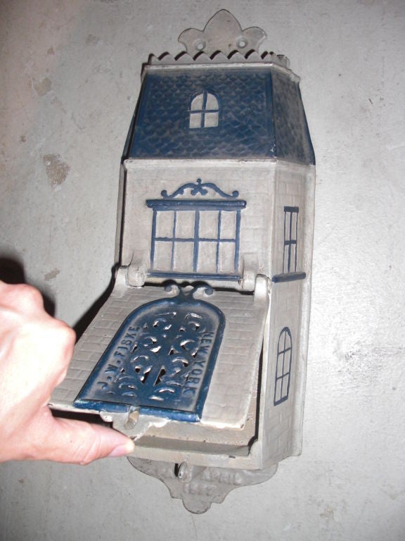 American 19th Century Cast Iron Mailbox by Fiske