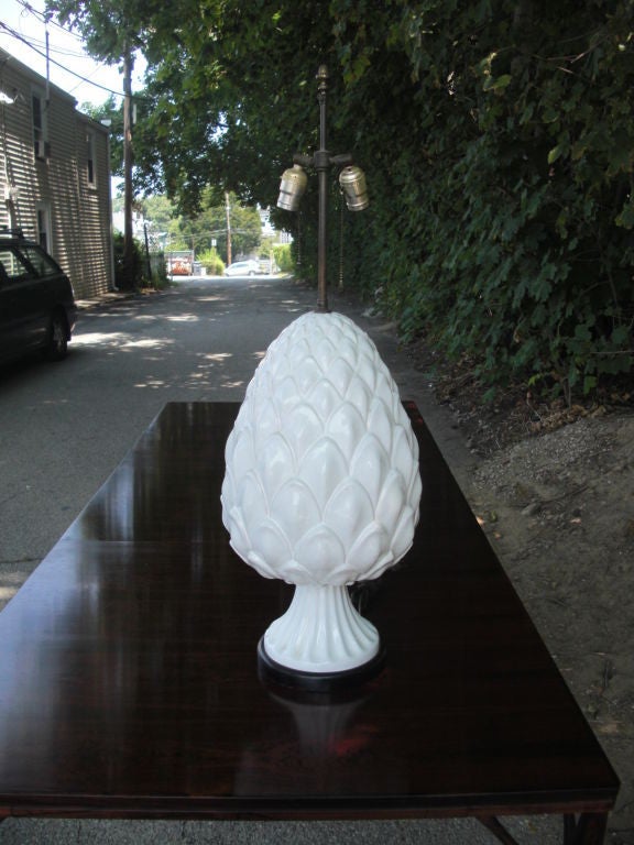 Large Vintage Ceramic Artichoke Lamp