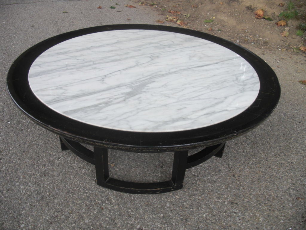 American Mid-Century Asian Modern Marble-Top Coffee Table