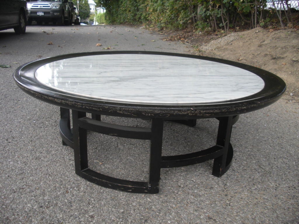 Mid-Century Asian Modern Marble-Top Coffee Table 2