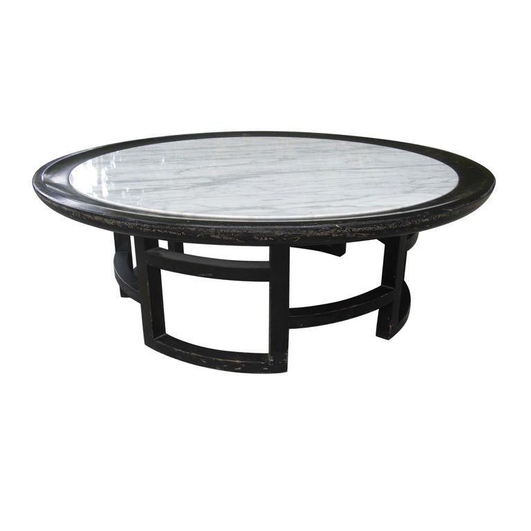Mid-Century Asian Modern Marble-Top Coffee Table