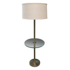 A vintage Hansen floor lamp with a plate glass center