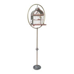 A Victorian birdcage and stand