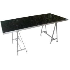 French 1950
s ebony and nickel desk