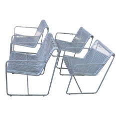 Set of 4 vintage wrought iron / mesh armchairs Set of 4 Vintage wrought iron / mesh armchairs