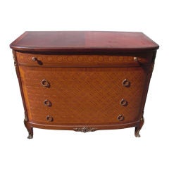 Antique Louis XVI style marquetry ormolu mounted commode