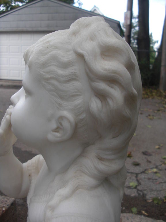 19th Century Outstanding marble carving of a little girl signed Bertozzi 1885