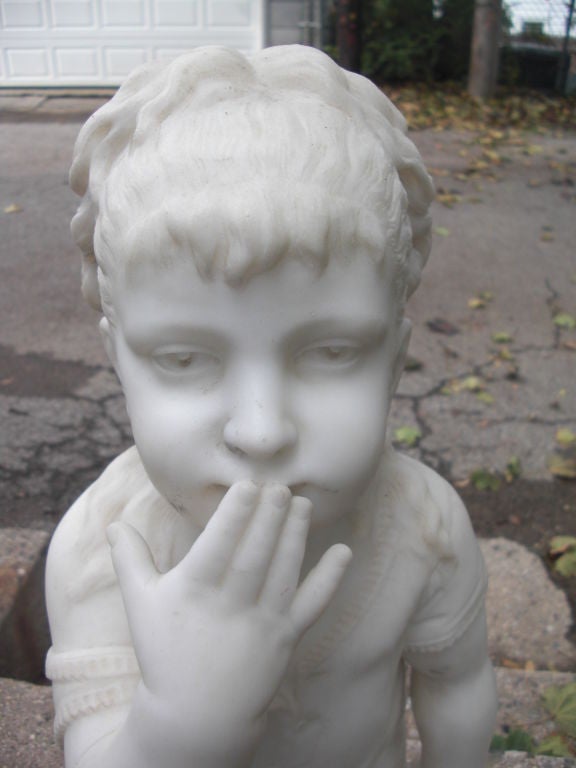 Outstanding marble carving of a little girl signed Bertozzi 1885 1