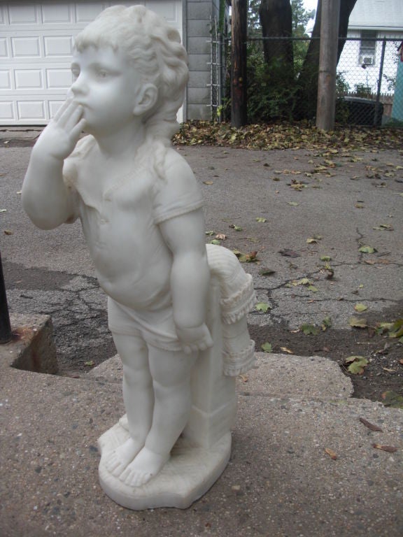 Outstanding marble carving of a little girl signed Bertozzi 1885 5