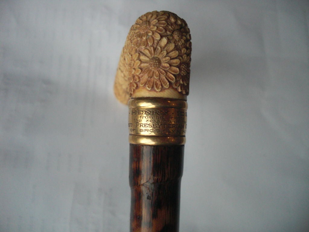 Walking  stick with top quality Japanese carved ivory handle 5