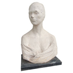 Vintage plaster bust of lady with chignon