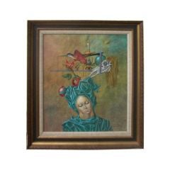 Surrealist oil on canvas by Clement dated 1964