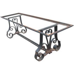 Quality 1940's French wrought iron center / console table