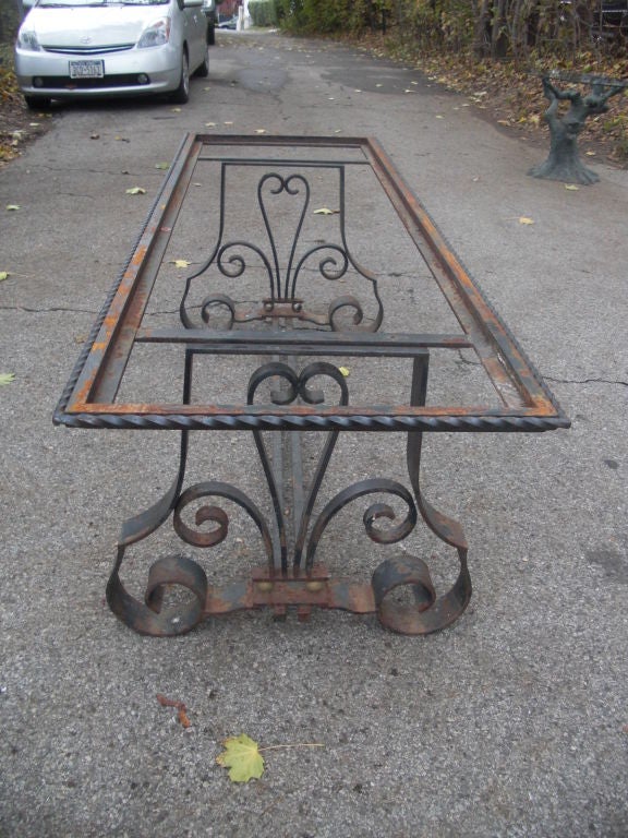 Quality 1940's French wrought iron center / console table