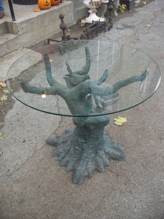 Vintage tree form bronze table base with birds 2