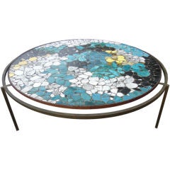 brass and ceramic mosaic coffee table circa 1960