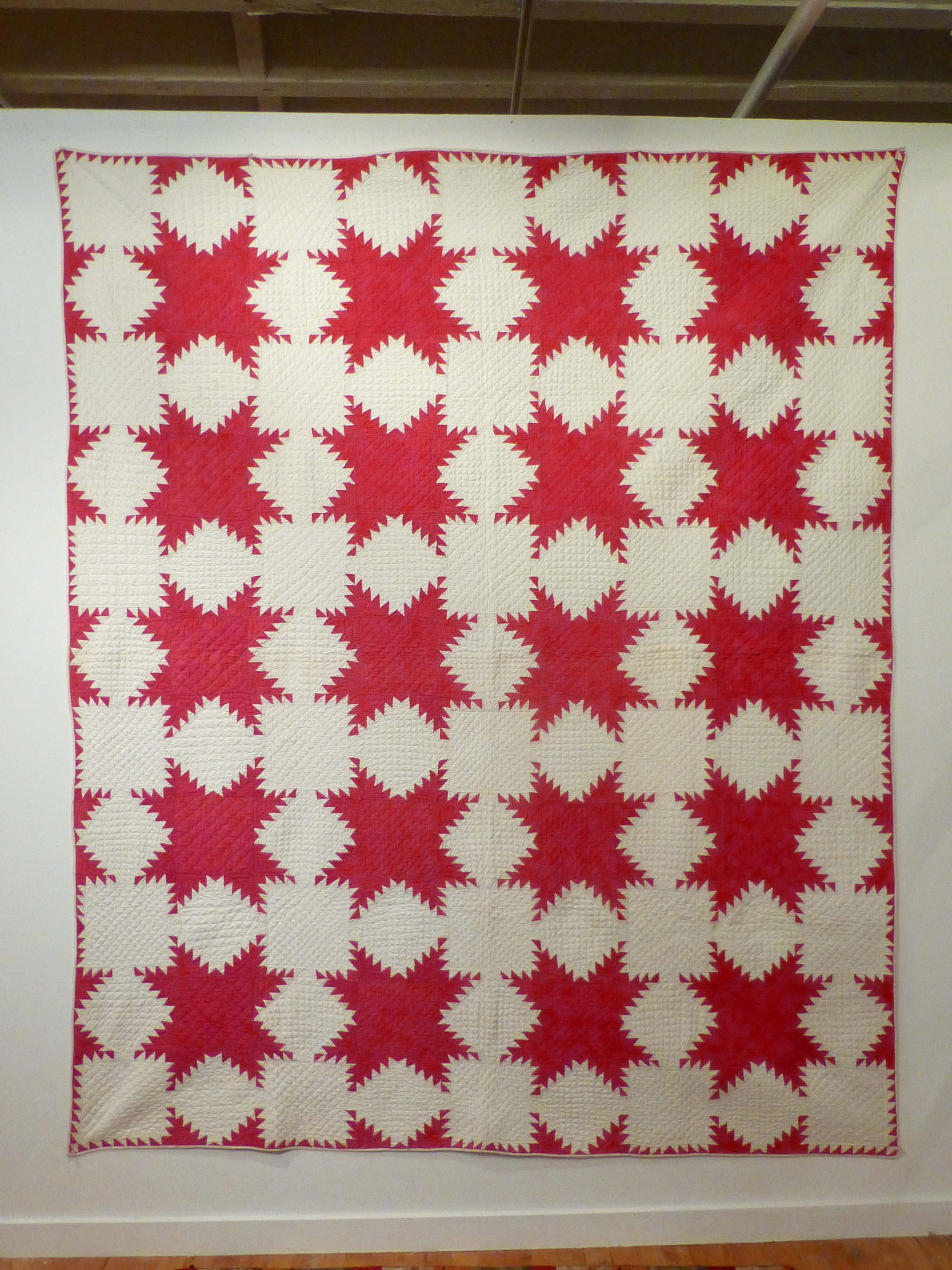 .  "Feathered Star" Antique Quilt.