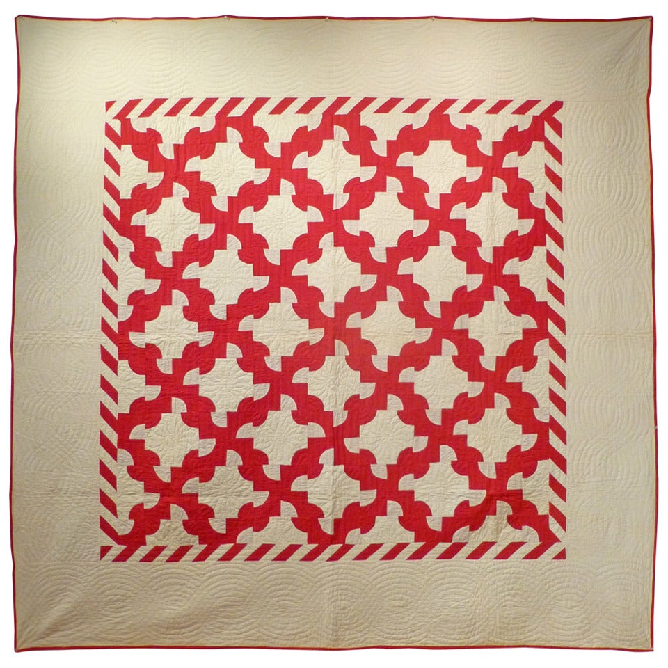 Antique Pieced Quilt.  "Drunkard's Path".