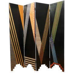 Four Panel Painted Screen