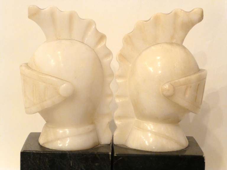 Carved Pair of Marble Bookends.