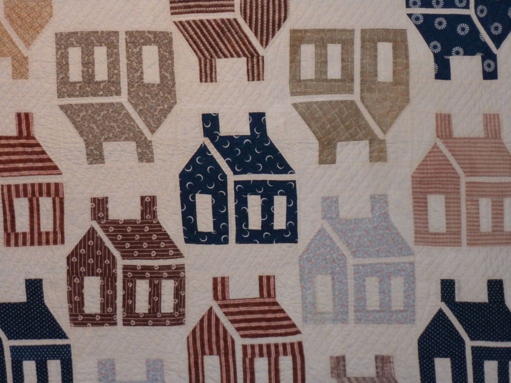 "Schoolhouse" pieced antique quilt. at 1stDibs