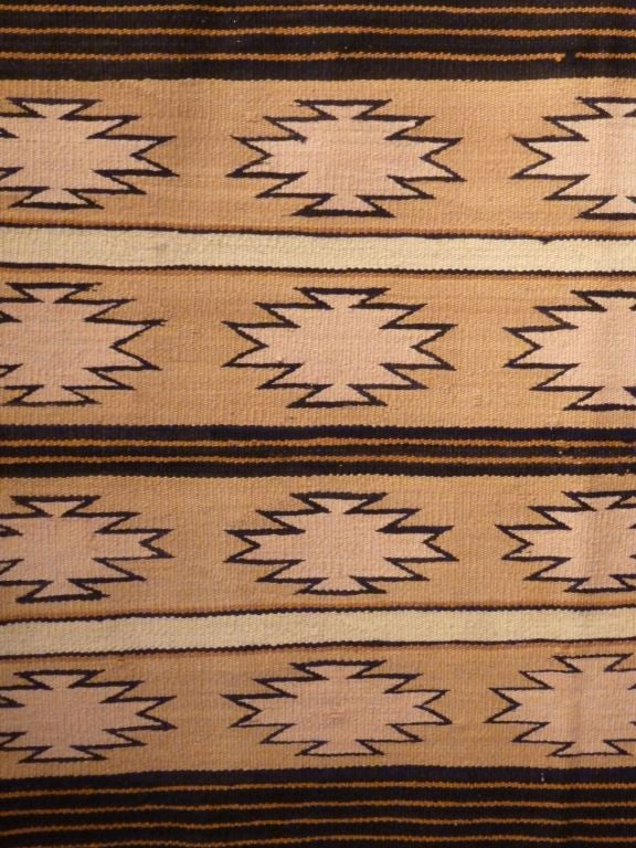 Finely woven Navajo rug in unusual color combination.  Very graphic design.
