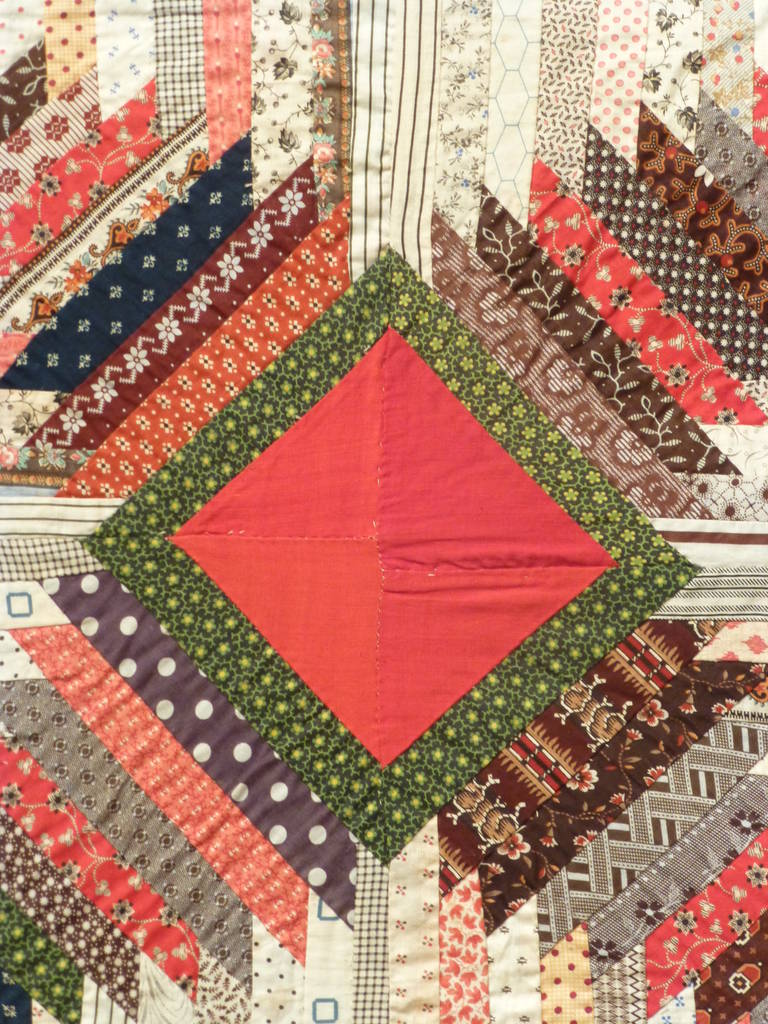 Antique Quilt. "Log Cabin Windmill Blades". For Sale at 1stdibs