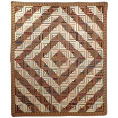 Antique Quilt, "Log Cabin - Barn Raising"