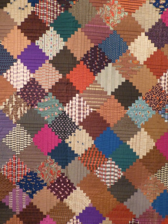 "Log Cabin" Antique Quilt For Sale at 1stdibs