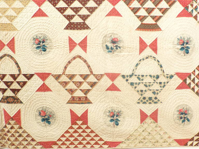 Pieced and applique antique quilt.  