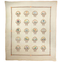 "Baskets of Flowers" Vintage Quilt. 12