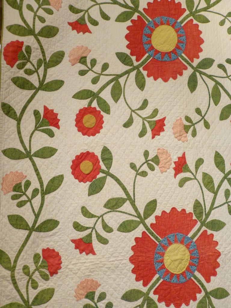 19th Century Antique Applique and Pieced Quilt