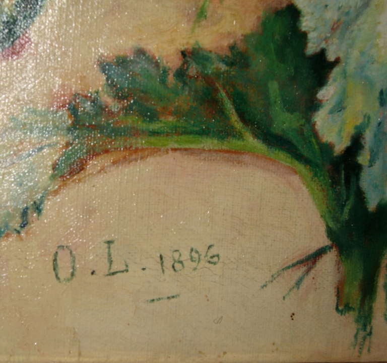 A French Oil on Canvas Painting of Poppies Signed and Dated 1896 In Excellent Condition In New Preston, CT