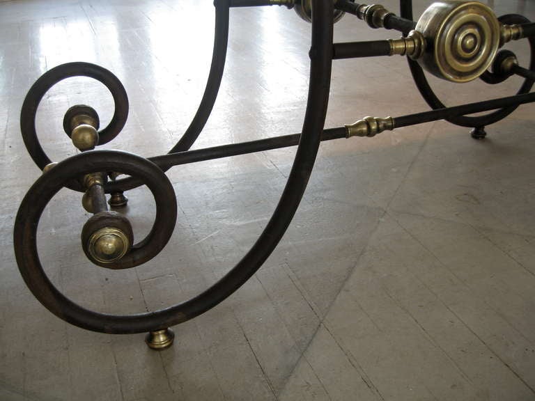 19th Century A French Bakers Table with white Marble Top  and Cast Iron Base, Circa 1880.