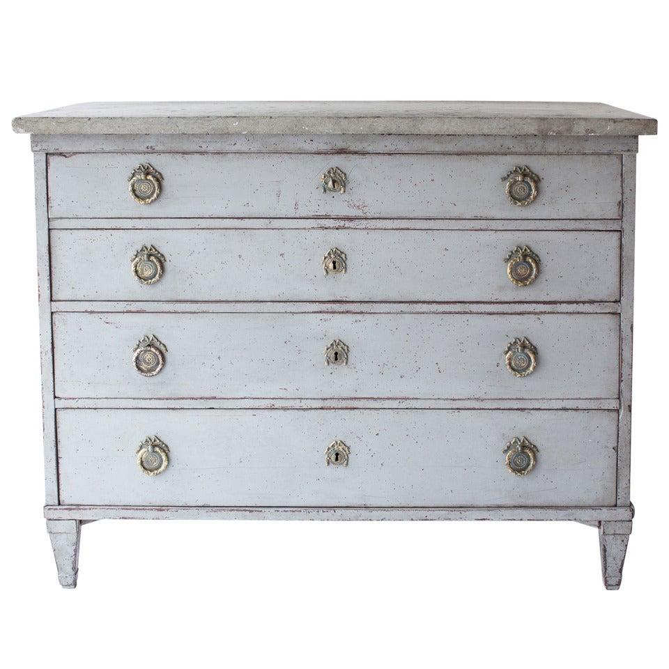 A Swedish Gustavian Period Chest of Drawers with Stone Top, circa 1790