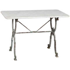 French Cast Iron Bistro Table with Marble Top Late 19th Century