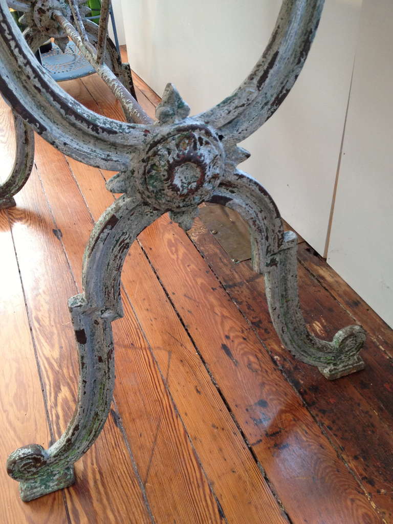 Other French Cast Iron Bistro Table with Marble Top Late 19th Century