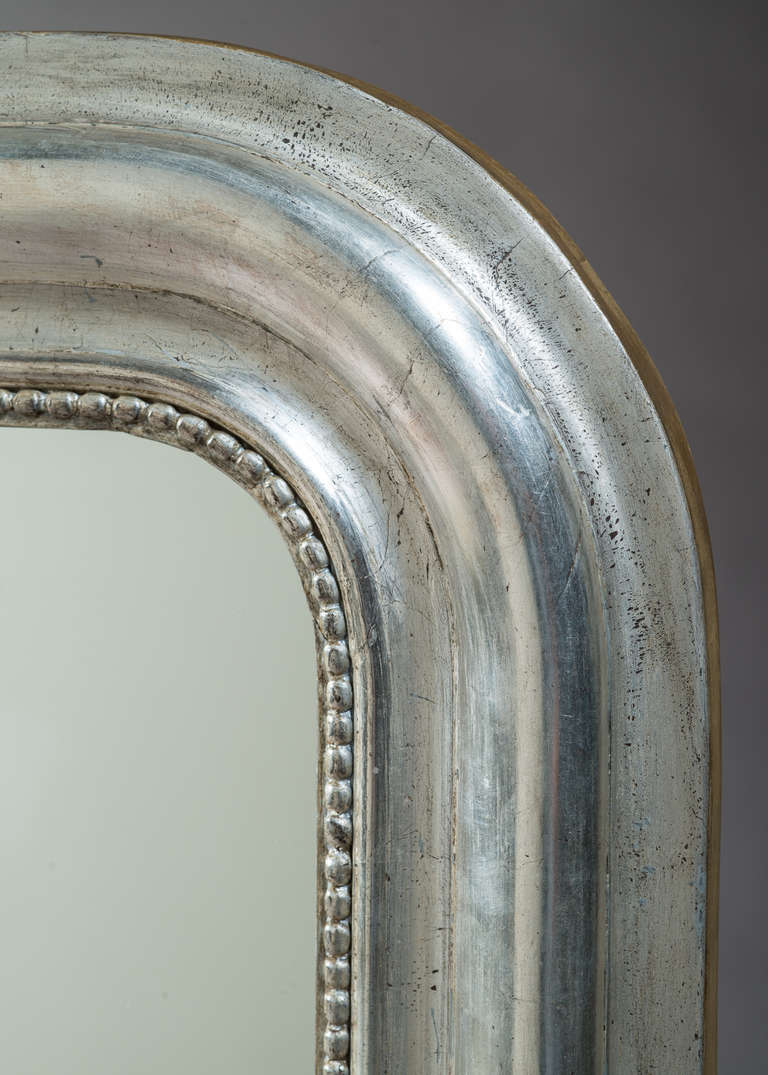 French Silver Gilt Louis Philippe Period Mirror with Geometric Border, circa 1880