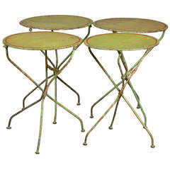 A Green, Faux Painted, Metal French Flip Top Park Table, circa 1900