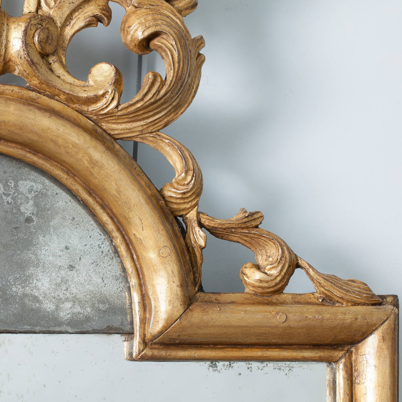 French Louis XVI Period Giltwood Mirror with Elaborate Fleur-de-Lis