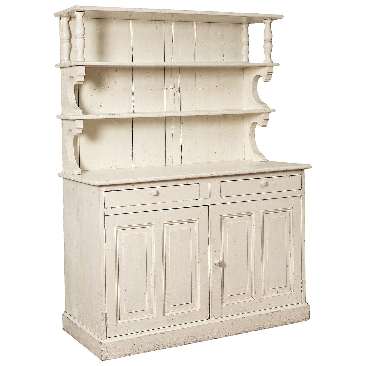 French Cupboard in Old White Paint, circa 1900 For Sale