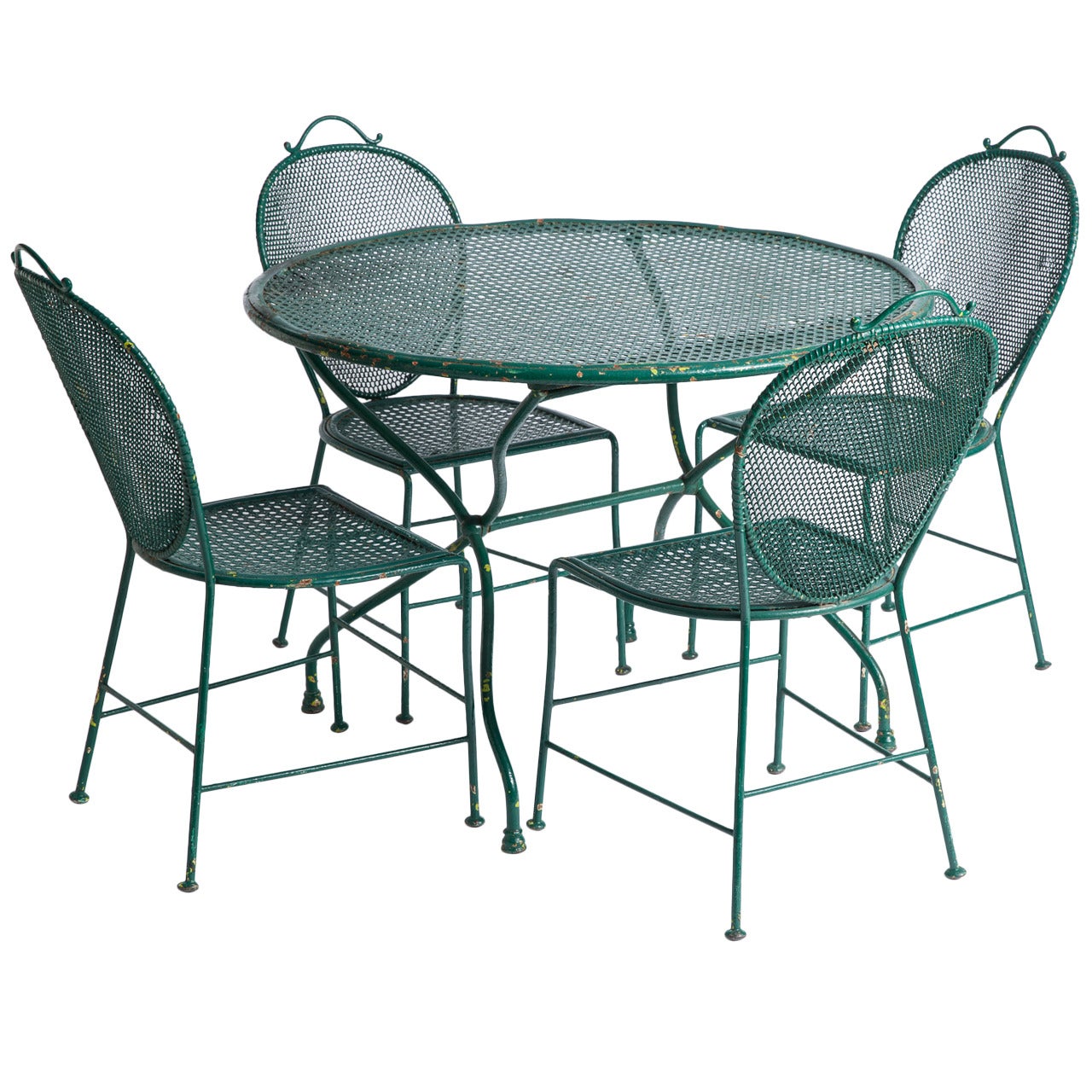 French Wrought Iron Garden Table and Chairs, circa 1900
