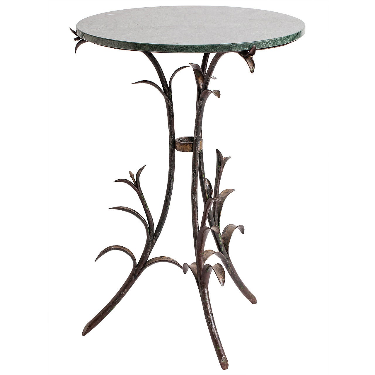 French 19th Century Wrought Iron Table with Marble Top, circa 1880