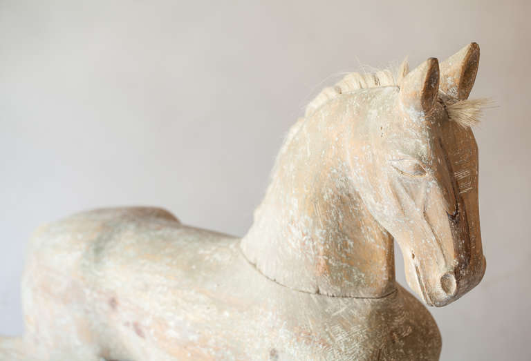 20th Century Swedish Horse on Stand with Original Mane and Tail, circa 1900