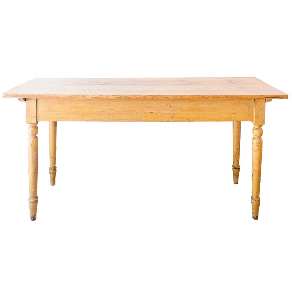 Country Pine Farm Table with Two Board Top, American, Mid 19th Century